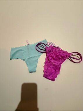 Victoria secret Lace & Seamless Bikini Panties - Aqua and Fuchsia